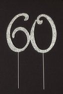 60 Cake Topper for 60th Birthday or Anniversary Silver Party Supplies Decoration Ideas N6