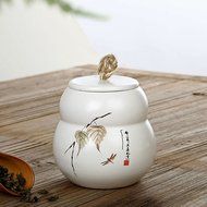 XDOBO Mini Ceramic Tea Tin Seal Pot Tea Storage Container Sealed Can (E) N2