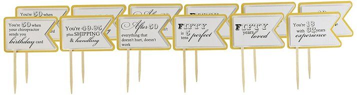All About Details Gold Matte 50th Birthday Quotes Cupcake Toppers, Set of 12 N2