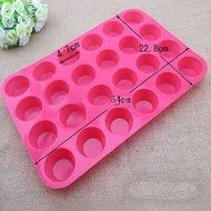 24 Cavity Mini Muffin Cup Silicone Soap Cookies Cupcake Bakeware Pan Tray Mould
