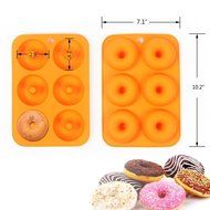 LoveS (2pcs) 6-Cavity Silicone Donut Baking Pan/Non-Stick Donut Mold, Dishwasher, Oven, Microwave, Freezer Safe