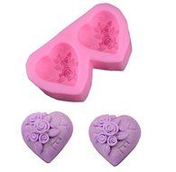 HUAL DIY Double Heart-shaped Rose Liquid Silicone Mo Heart to Heart Cake Baking Mold