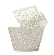 Youbedo White Cupcake Wrappers Paper Cups Little Vine Lace Little Cake Case Trays Food Decoration (100pcs) N2