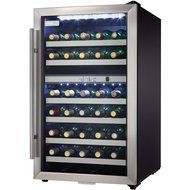 Danby DWC114BLSDD Designer 38-Bottle Dual-Zone Wine Cooler, Black/Stainless Steel/Glass N3