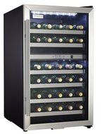 Danby DWC114BLSDD Designer 38-Bottle Dual-Zone Wine Cooler, Black/Stainless Steel/Glass N5