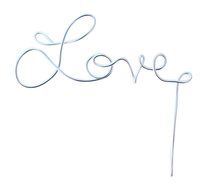 Love Silver Wire Script Cake Topper N4