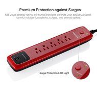 Poweradd 5-Outlet Surge Protector Power Strip 6ft Cord with Dual Smart USB Ports for TV, Laptop, Computer, Hair... N6