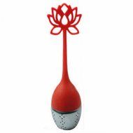 GOOTRADES Lotus Shaped Stainless Steel Tea Infuser Teaspoon Silicone Loose Leaf Herb Strainer Filter (Red) N8