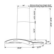 36" Beautiful Island Mount Stainless Steel Kitchen Range Hood Stove Vent Exhaust N2