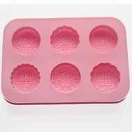 X-Haibei 6-cavity Round Mooncake Chocolate Muffin Cupcake Soap Silicone Mold Pan Tray N2