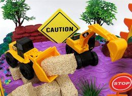 15 Piece CONSTRUCTION TRUCKS Themed Birthday Cake Topper Featuring Heavy Duty Equipment Vehicles and Decorative... N8