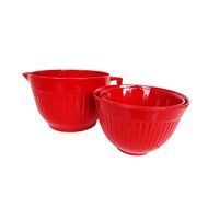 Natural Home Moboo 3-Piece Mixing Bowl Set, Cherry Red