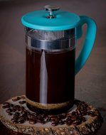 Gourmet 1 Liter Turquoise Glass and Silicone French Press Coffee Brewer N3