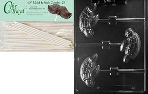 Cybrtrayd 45St25-A141 Sea Turtle Lolly Animal Chocolate Candy Mold with 25 4.5-Inch Lollipop Sticks
