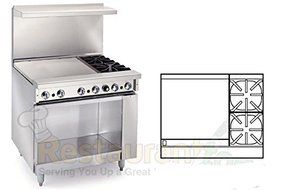 Imperial Commercial Restaurant Range 36&quot; 2 Burners 24&quot; Griddle Cabinet Base Nat Gas Ir-2-G24-Xb-N