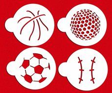Designer Stencils C218 Large Sports Ball Cookie Stencils (Basketball - Golf - Soccer - Baseball) , Beige/semi-transparent