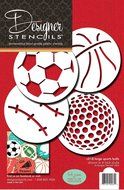 Designer Stencils C218 Large Sports Ball Cookie Stencils (Basketball - Golf - Soccer - Baseball) , Beige/semi-transparent N2