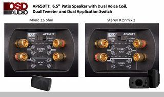 OSD Audio AP650TT-Black 6.5" 120 Watt Outdoor Speaker, Black N2