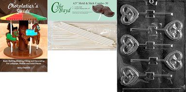 Cybrtrayd W023 Bells in Heart Lolly Wedding Chocolate Candy Mold N3