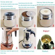 6-Cup Stovetop Espresso Maker Italian Moka Coffee Pot - Best Polished Stainless Steel Coffee Percolator with Permanent... N8
