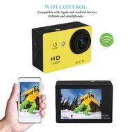1080P WiFi Action Camera W9 140D Wide Angle 2" Sport Camera 30m Waterproof HD DV (Yellow)