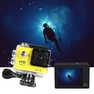 1080P WiFi Action Camera W9 140D Wide Angle 2" Sport Camera 30m Waterproof HD DV (Yellow) N2
