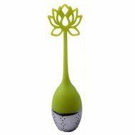 GOOTRADES Lotus Shaped Stainless Steel Tea Infuser Teaspoon Silicone Loose Leaf Herb Strainer Filter (Red) N11