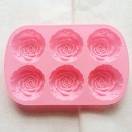 LARGE 6 holes ROSE roses flower Jelly Soap pastry Cake Baking Chocolate Sugar paste wax Silicone MOULD Candy Mold... N2