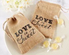 "Love Is Sweet" Burlap Drawstring Favor Bag,candy Bag Wedding Favor Wedding Decoration Set of 24pcs N2