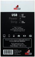 Power Strip NRGized C300 with 2-AC Outlets and 4 USB Charging Ports 5-Ft Cord (Black/Blue) N2