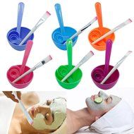 MEXUD-New 4 in 1 Makeup Beauty DIY Facial Face Mask Bowl Brush Spoon Stick Tool Set (Hot pink) N10