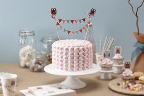 Ginger Ray Patchwork Owl Cake Bunting Decoration Party Topper, Mixed N2