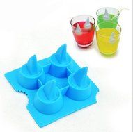 DGI MART Kitchen Party Use 4 Cavities Adorable Shark Fin Shape Chocolate Sugar Ice Cake Decorating Silicone Mini...