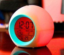 Surborder Shop Cube Colorful Glowing 7 Led Colors Changing Digital Alarm Clock with Time &amp; Date Week &amp; Temperature... N4