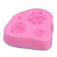 3D Silicone Fondant Mold Cake Decorating Tools Rose Flower Bow Design Silicone Baking Tool Set of 2 Pink Color N2