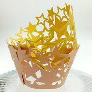 CozyT 50 PACK Stars Cupcake Wrappers Artistic Bake Cake Paper Cups Vine Lace Laser Cut Liner Baking Cup Muffin... N4