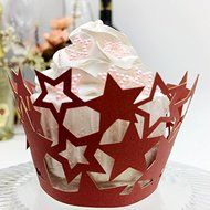 CozyT 50 PACK Stars Cupcake Wrappers Artistic Bake Cake Paper Cups Vine Lace Laser Cut Liner Baking Cup Muffin... N5