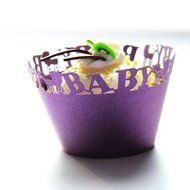 Kuke 24 pcs Baby Carriage Laser Cut Cupcake Wrappers Cupcake Liners Muffin Container for Baby Shower Baby Birthday...