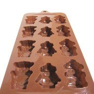 1 X Robot Silicone Baking Non-stick Flexible Mold Muffin Pan Ice Tray, 12 Robots in Chocolate Brown N2
