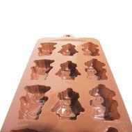 1 X Robot Silicone Baking Non-stick Flexible Mold Muffin Pan Ice Tray, 12 Robots in Chocolate Brown N3