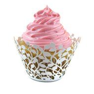 100pcs Cupcake Wrappers - White Shimmering Decorative Vine Lace Liner Wrapper by Ultimate Hostess - Versatile... N6