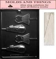 CHEERLEADING LOLLYS Sports Chocolate Candy Mold With Molding Instruction + 25 Lollipop Sticks