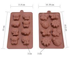 Bondream 2 Pack Silicone Chocolate Candy Mold,Ice Molds,Soap Molds,Cake Baking Mold,16-Cavity-Animal Theme Molds-Lion... N4
