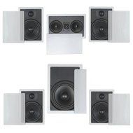 5.1 Home Theater Flush Inwall Speaker Package- Four Inwall 6.5" 2-way Speakers, One Inwall Dual 5.25" 2-way Center...