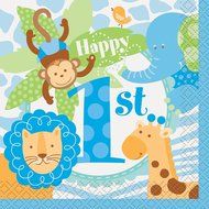 Blue Safari First Birthday Cupcake Kit for 24 N37