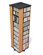 Oak &amp; Black Large 4-Sided Spinning Tower N3