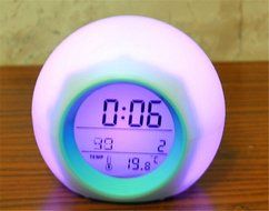 Surborder Shop Cube Colorful Glowing 7 Led Colors Changing Digital Alarm Clock with Time &amp; Date Week &amp; Temperature... N8