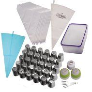 Russian Piping Tip 55 Pc Set (30 Russian Tips,1 Tri-Color Coupler,1 Single Color Coupler, 1 Silicone and 1 Fabric... N9