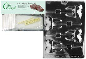 Cybrtrayd 45St50-J034 Tooth Lolly Chocolate Candy Mold with 50 Cybrtrayd 4.5&quot; Lollipop Sticks N3
