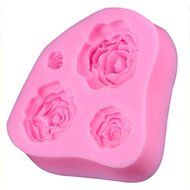 3D Silicone Fondant Mold Cake Decorating Tools Rose Flower Bow Design Silicone Baking Tool Set of 2 Pink Color N3
